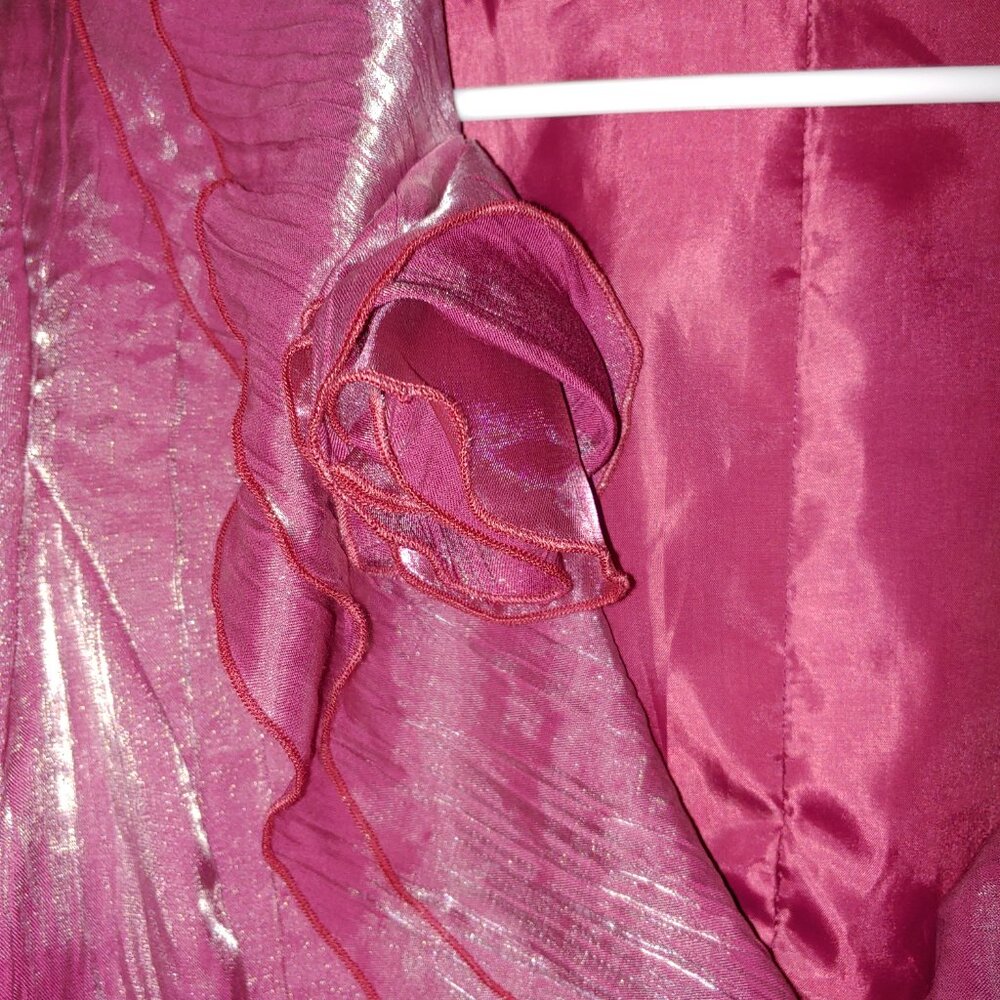 Rossi Roma Formal Silk Blend One Button Jacket Size L Pink - Picture 3 of 4